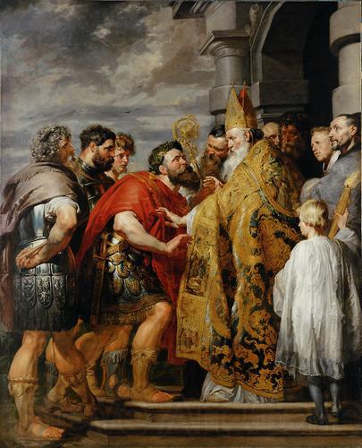 Peter Paul Rubens Saint Ambrose forbids emperor Theodosius I to enter the church Spain oil painting art